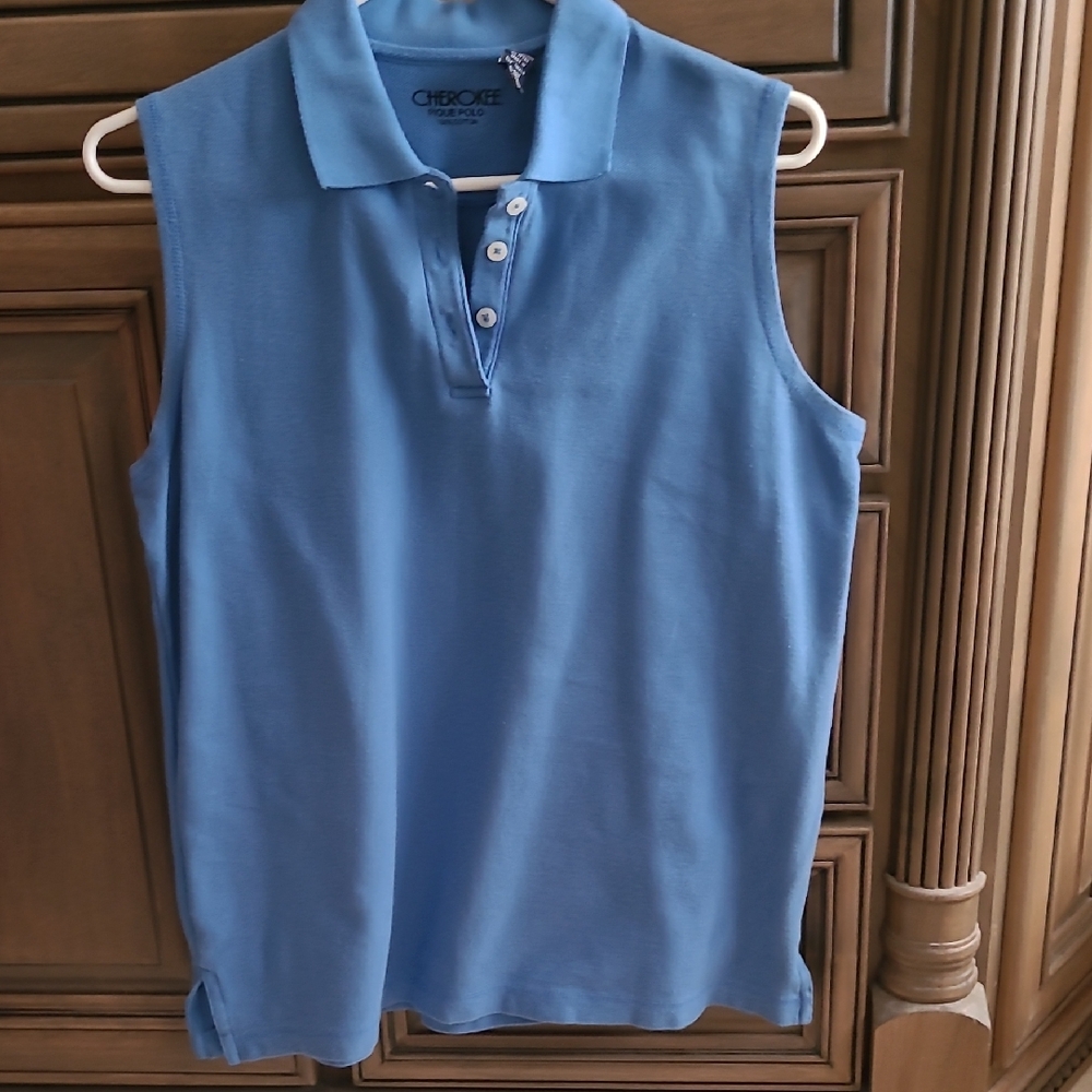 Cherokee Light Blue Sleeveless Polo